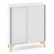 Policová skriňa ALFA ROOT, posuvné dvere, 2 police, 100x45x121,5cm, biela