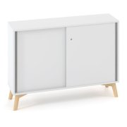 Policová skriňa ALFA ROOT s del.priečkou, posuvné dvere, 1 polica, 120x45x88,7cm, biela