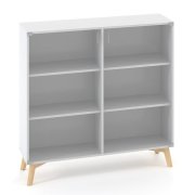 Policová skriňa ALFA ROOT s del.priečkou, sklo, 2 police, 120x45,8x121,5cm, biela