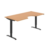 Pracovný stôl Motion Ergo, ZO, 2S, 180x70,5-120,5x90 cm, buk/čierna