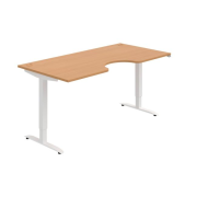 Pracovný stôl Motion Ergo, ZO, 2S, 180x70,5-120,5x90 cm, buk/biela