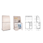 Kuchynka s drezom, batériou a chladničkou ľavá, 100x189,1x60 cm, biela/biela